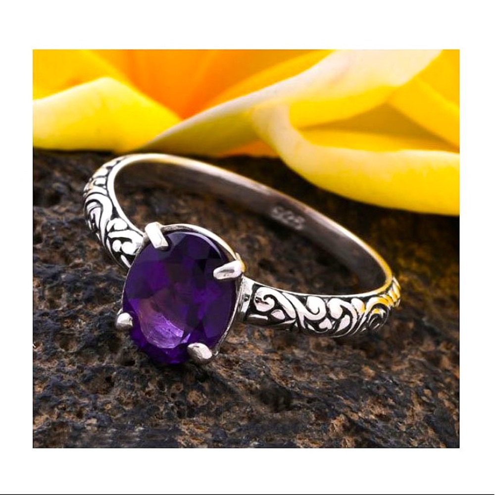 🆕 African Amethyst Solitaire Ring in SS